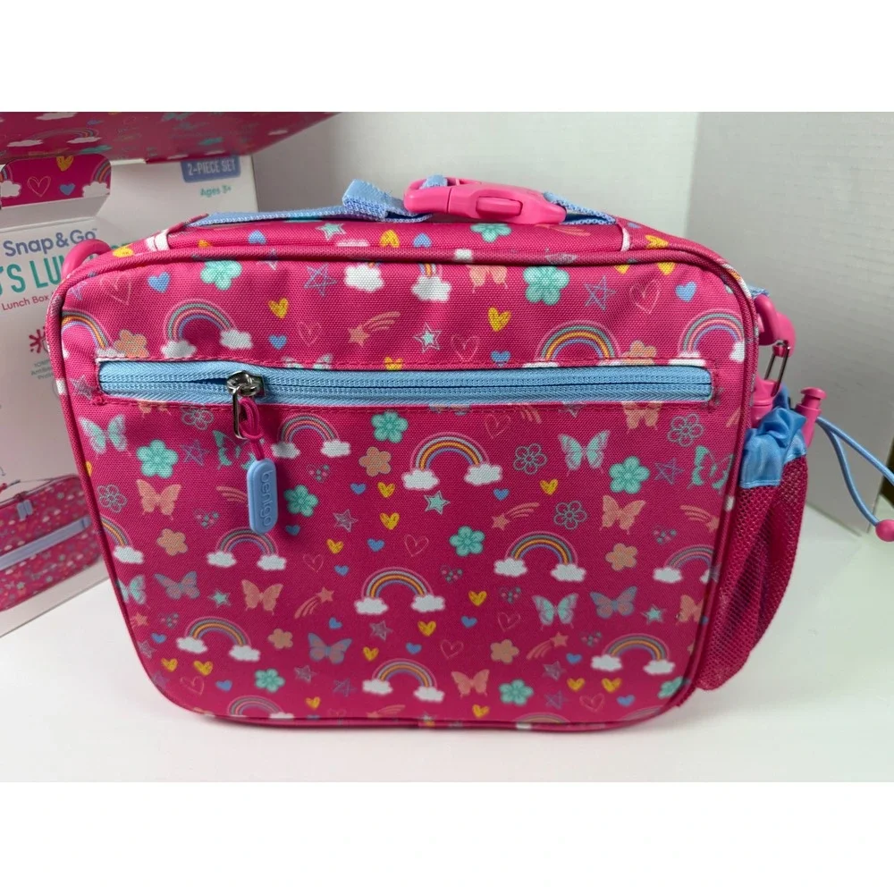 Bentgo Kids Lunch box Set Kids Pink New Rainbow Butterfly Insulated Leak-Proof
